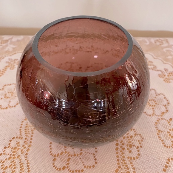 Vintage Crackle Glass Candle Holder- Retro decor!
